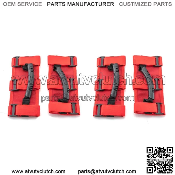 4Pcs UTV 1.5"-3" Roll Bar Red Grab Handle Grips For Honda Pioneer 500/700/1000 For: More than one vehicle