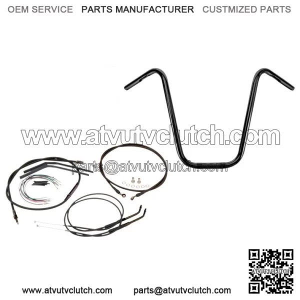 Burly Black 14 Apehanger Apes Handlebars Cable Extension Install Kit Harley Dyna (For: Harley-Davidson)