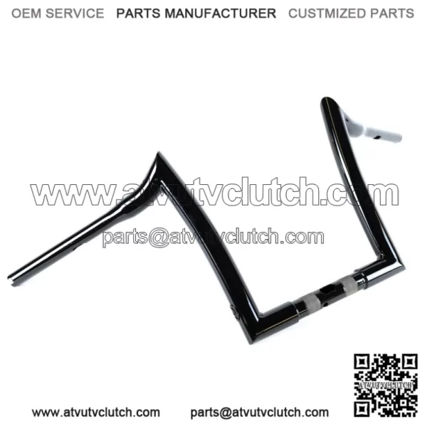 Factory 47 Signature Ape Hanger Handlebars 12" 1-1/4" Black Harley FLTR 15-22 (For: Harley-Davidson)