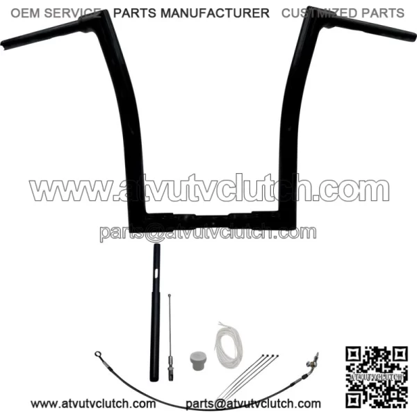 Black 16" Flat Top Handlebar Kit 2021-2022 Harley Touring FLT CVO
