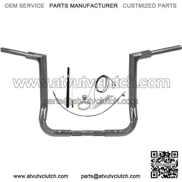 Chrome 14" Flat Top Handlebar Kit 2021-2022 Harley Touring FLH