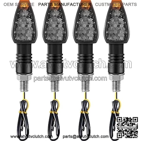 4 Pieces Motorcycle Turn Signal Lights Indicators Flowing 14 LED 12V Motorbike LED Blinker Amber Lamp Mini Stalk Front Rear Lights