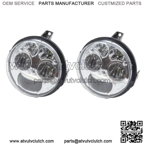 Pair Chrome LED Headlights 4 inch Compatible with Kawasaki Brute Force 750/Teryx For: More than one vehicle