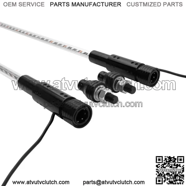 Pair 2FT RGB Spiral LED Whip Lights Antenna Chase W/Flag For Polaris RZR XP 1000 Fits: Yamaha - Image 2