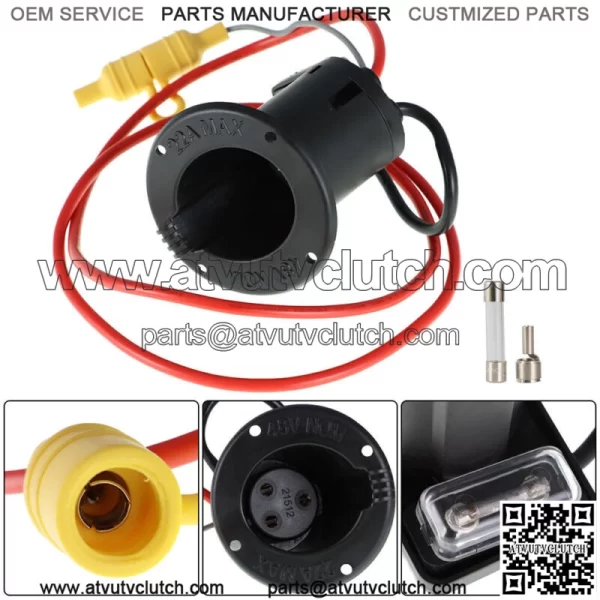 48 Volt DC Charger Receptacle & Fuse Assembly For CLUB CAR DS Golf Cart