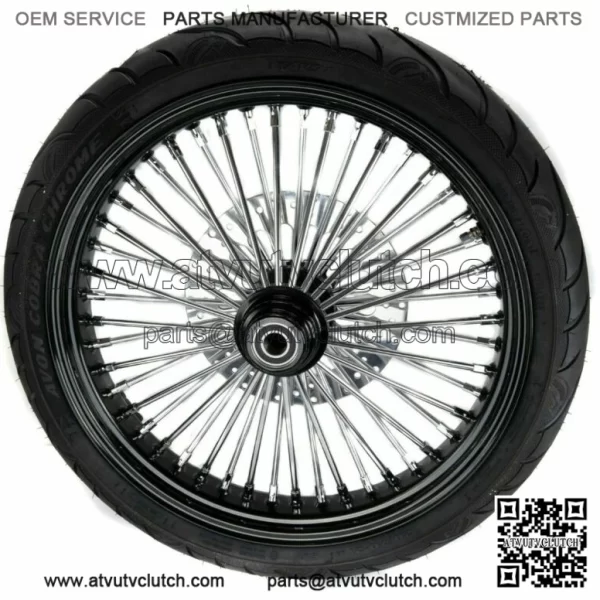 21 3.5 Black Rim 46 Fat King Spoke Front Wheel Package BW Single Disc Harley 08+ (For: Harley-Davidson)