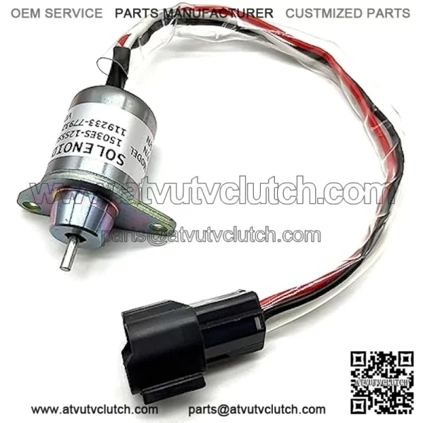 Fuel Shut Off Solenoid 119233-77932 Yanmar 1503ES-12S5SUC12S Replace Woodward M810324 for John Deere 3038E 3036E 3032E 2025R 2032R 2027R 2036R Tractor Stop Solenoid 12VDC