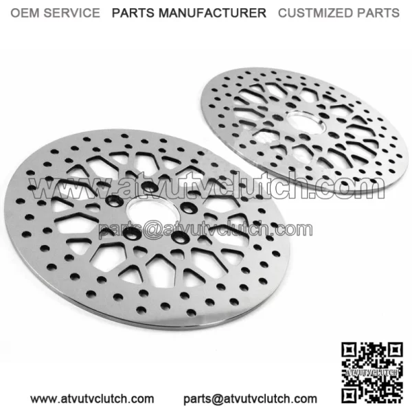 Polished 11.5" Mesh Spoke Stainless Front Rear Disc Brake Rotors Pair Set Harley (For: Harley-Davidson)