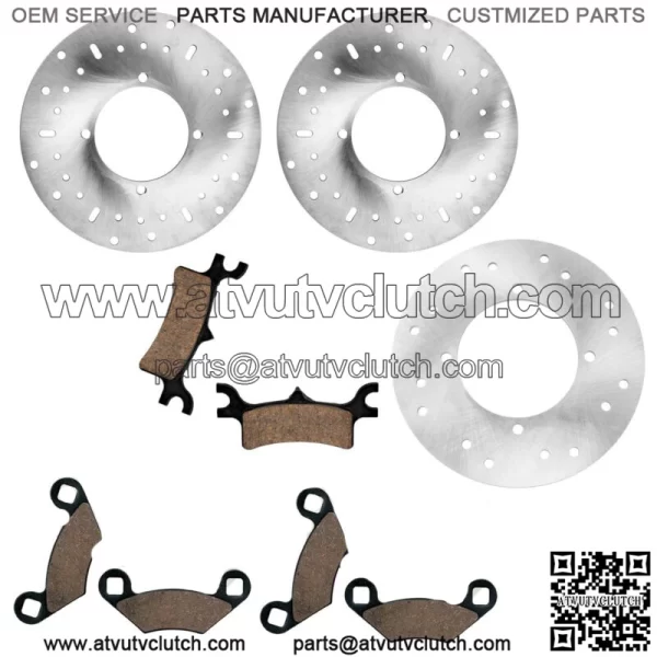Front Rear Brake Disc Rotor W/ Pads for Polaris Sportsman 800 2005 2006 2007 For: Polaris Sportsman 800
