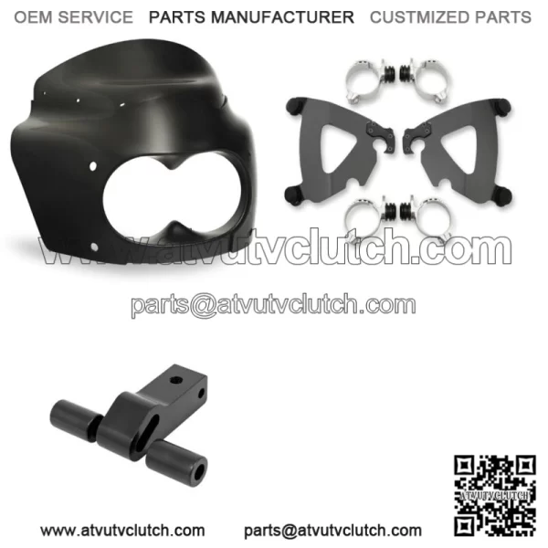 Memphis Shades Road Warrior Fairing Mount 11" Dark Black Windshield Harley Dyna (For: Harley-Davidson)
