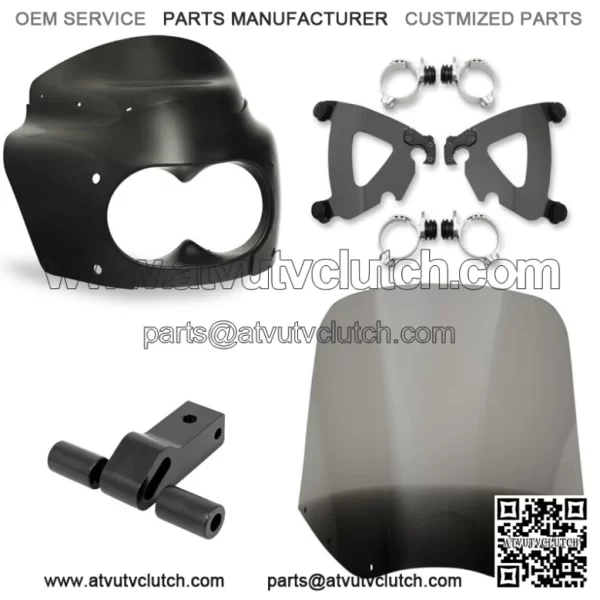 Memphis Shades Road Warrior Fairing Mount 15" Smoke Black Windshield Harley Dyna (For: Harley-Davidson)