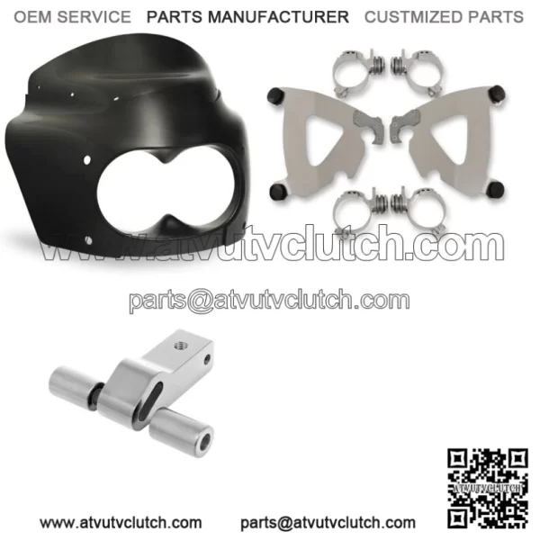 Memphis Shades Road Warrior Fairing Mount 11" Black Windshield Kit Harley Dyna (For: Harley-Davidson)