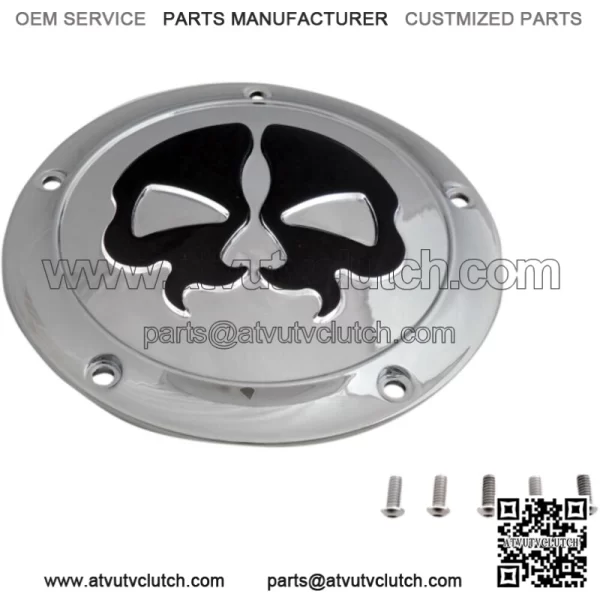 Drag Specialties Split Black Skull Derby Cover Accent Chrome 16+ Harley Touring (For: Harley-Davidson)