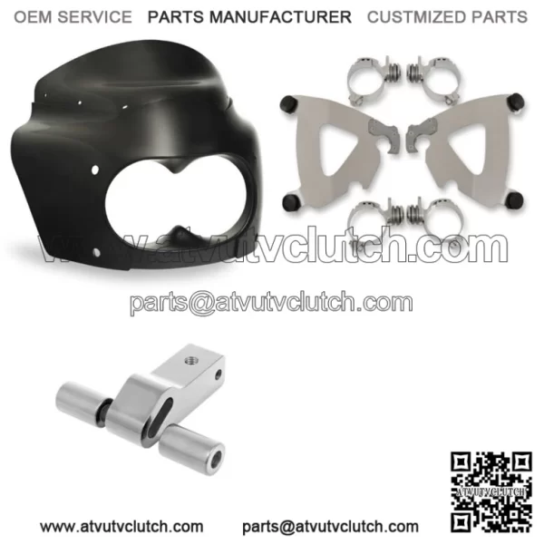 Memphis Shades Road Warrior Fairing Mount 9" Black Windshield Kit Harley Dyna (For: Harley-Davidson)