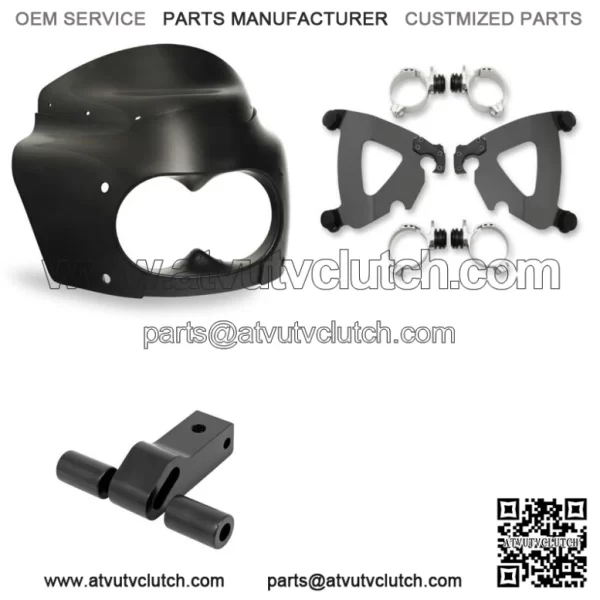 Memphis Shades Road Warrior Fairing Mount 17" Smoke Black Windshield Harley Dyna (For: Harley-Davidson)