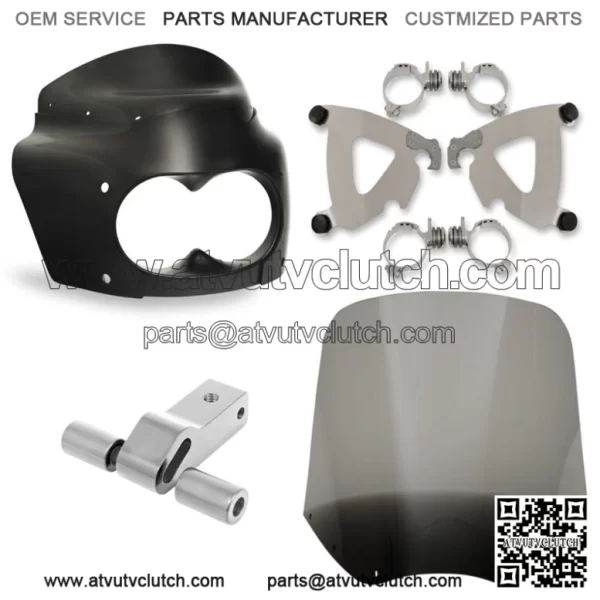 Memphis Shades Road Warrior Fairing Mount 15" Smoke Windshield Harley Dyna FXDF (For: Harley-Davidson)