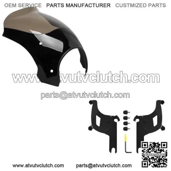 Memphis Shades Bullet Fairing Windshield Black Mount Kit Harley Road King FL 04+ (For: Harley-Davidson)