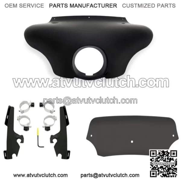 Memphis Shades Batwing Fairing 5" Windshield Black Smoke Mount Kit Harley Dyna (For: Harley-Davidson)