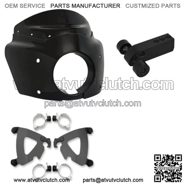 Memphis Shades Road Warrior Fairing 17" Smoke Windshield Black Kit Harley Dyna (For: Harley-Davidson)