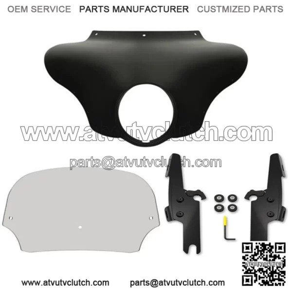 Memphis Shades Batwing Fairing 7" Solar Windshield Black Mounts Harley FLHR 94+ (For: Harley-Davidson)