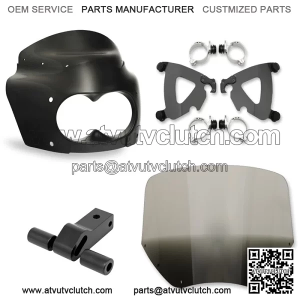 Memphis Shades Road Warrior Fairing Mount 11" Smoke Black Windshield Harley Dyna (For: Harley-Davidson)