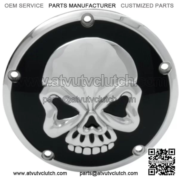 Drag Specialties Chrome Skull Derby Cover Accent Black 99-18 Big Twin Harley (For: Harley-Davidson)