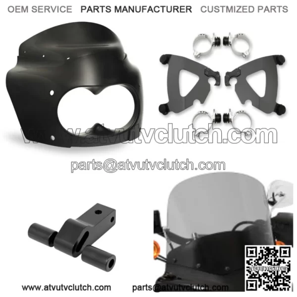 Memphis Shades Road Warrior Fairing Mount 13" Smoke Black Windshield Harley Dyna (For: Harley-Davidson)