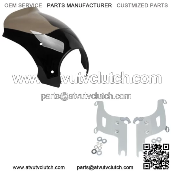 Memphis Shades Bullet Fairing Windshield Black Mount Kit Harley Road King FL 94+ (For: Harley-Davidson)