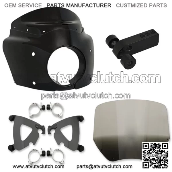 Memphis Shades Road Warrior Fairing 11" Smoke Windshield Black Kit Harley Dyna (For: Harley-Davidson)