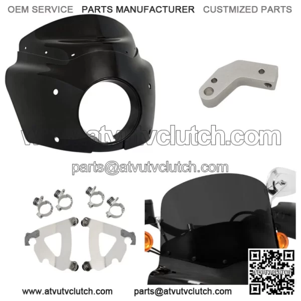 Memphis Shades Road Warrior Fairing 11 Windshield Dark Black Polished Kit Harley (For: Harley-Davidson)