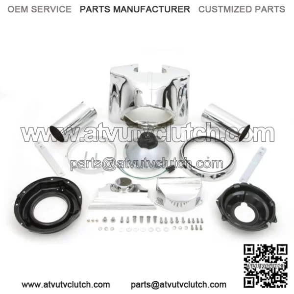 Freight Train 7" Chrome Headlight Cowl Nacelle Kit Harley Softail Fatboy FLSTF (For: Harley-Davidson)