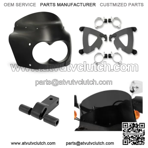 Memphis Shades Road Warrior Fairing Mount 9" Dark Black Windshield Harley Dyna (For: Harley-Davidson)