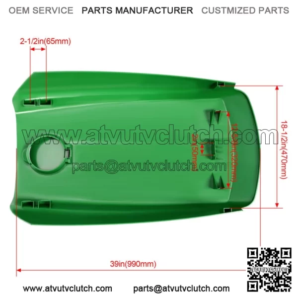 Tractor Upper Hood Cover w/ Fuel Door For John Deere 4010 4110 4115 #LVU11489 - Image 3