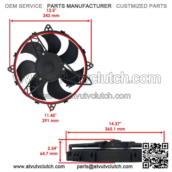 for Polaris Ranger 800 RZR S 800 EFI 760cc 2009-2014 Radiator Cooling Fan Motor - Image 2