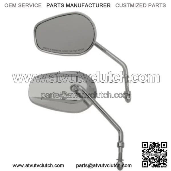 Drag Specialties Chrome OE Style Tapered Long Stem Teardrop Mirrors Pair Harley (For: Harley-Davidson)