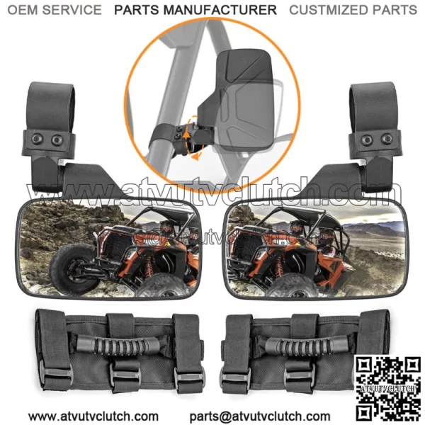 Rear Side View Center Mirror Set 1.75" 2" Clamp For Kawasaki Teryx-4 Mule 1000 For: More than one vehicle