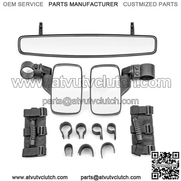 Rear View Center Side Mirrors + Grab Handles For Polaris Ranger 570 800 Mid Size For: More than one vehicle