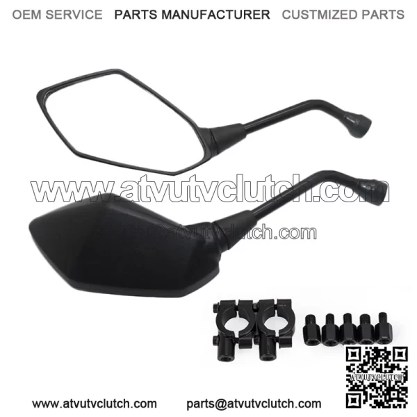 Universal Motorcycle UTV ATV Rearview Side Mirrors w/ 7/8" Handlebar Mount Clamp