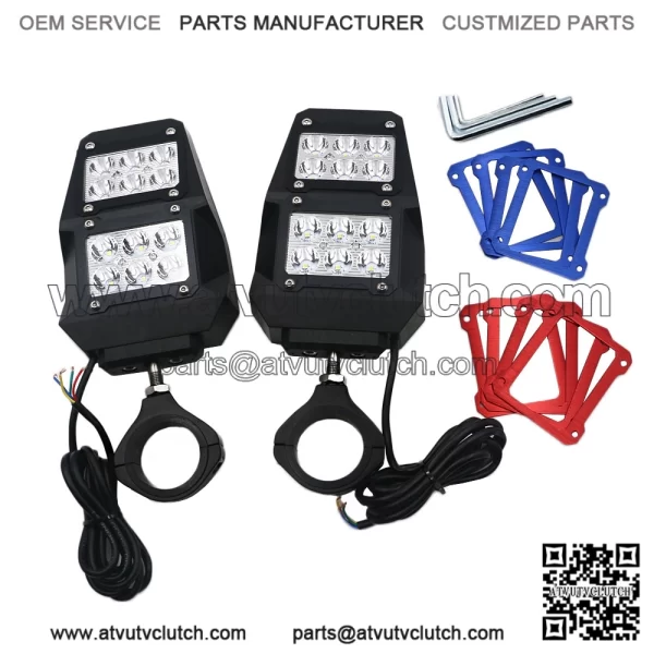 For UTV Polaris RZR 1.75"-2" Roll Cage Rear View Side Mirrors with LED Lights