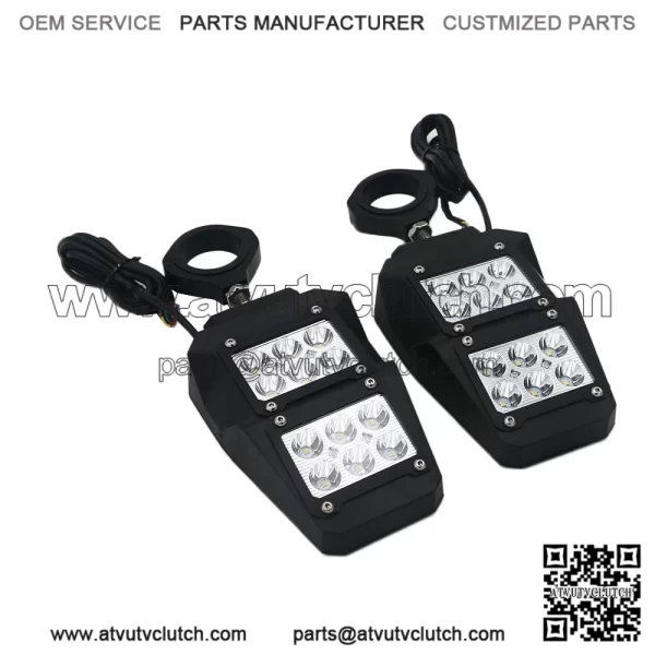 For UTV Polaris RZR 1.75"-2" Roll Cage Rear View Side Mirrors with LED Lights - Image 2