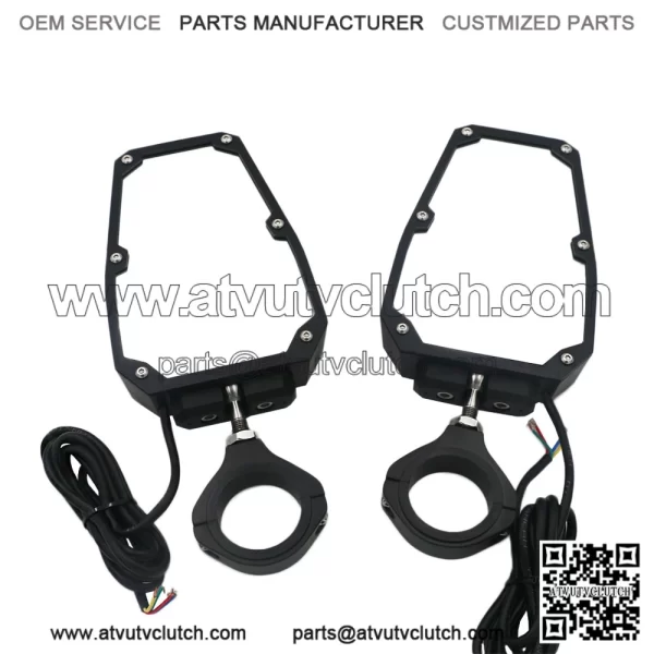 For UTV Polaris RZR 1.75"-2" Roll Cage Rear View Side Mirrors with LED Lights - Image 3
