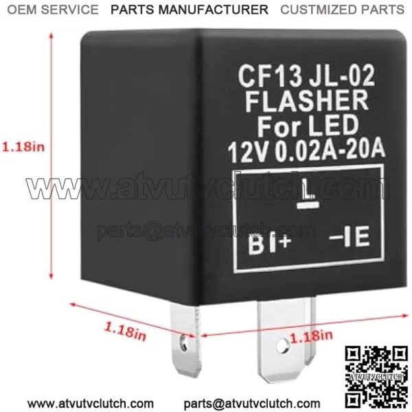 2 PCS 3 Pin CF-13 CF13 EP34 Car Electronic Flasher Relay Fits 12V 0.02A-20A, Premium Automotive LED Turn Signal Light Bulbs Hyper Blink Flash Fix JL-02, Compatible with Most Cars CF13 - Image 2