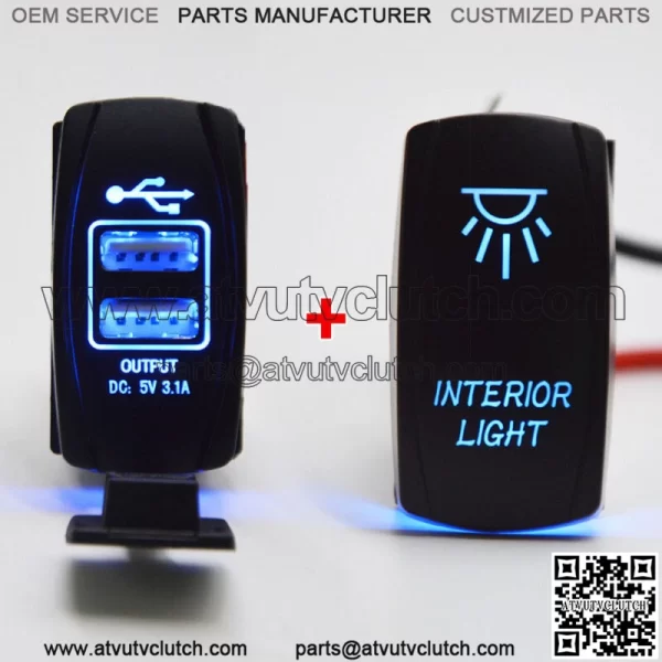 OUTPUT 5V 3.1A USB Power Charger+"INTERIOR LIGHT" UTV Dash Rocker Toggle Switch For: More than one vehicle