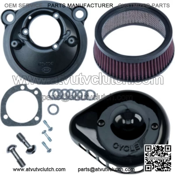 Black Stealth Mini Tear Drop Air Cleaner Filter Kit Harley XL Sportster 07+ (For: Harley-Davidson)