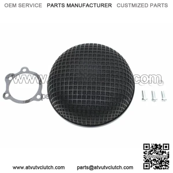 Black Round Mesh Air Cleaner Keihin Bendix Butterfly Carburetor Harley Ironhead (For: Harley-Davidson)