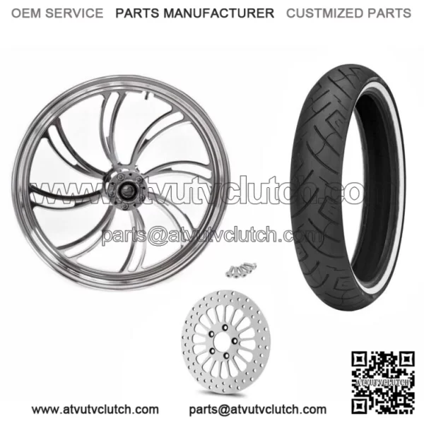 Polished Billet 21 3.5 Vortex Front Wheel SD Rim Tire Package WW Harley Touring (For: Harley-Davidson)