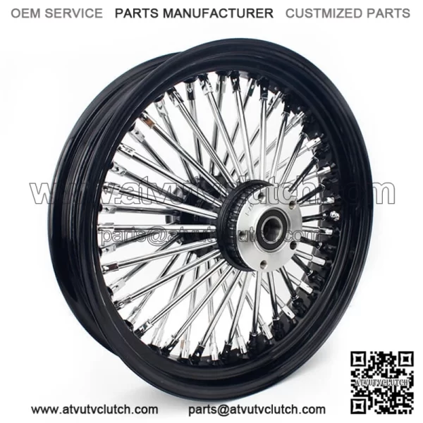 Custom Black And Chrome 16" X 3.5" Front Dual Disc Wheel for Harley - Image 2