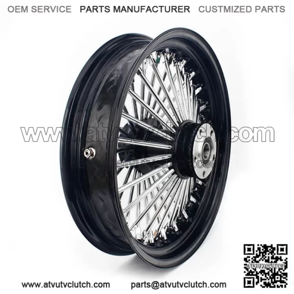 Custom Black And Chrome 16" X 3.5" Front Dual Disc Wheel for Harley - Image 4