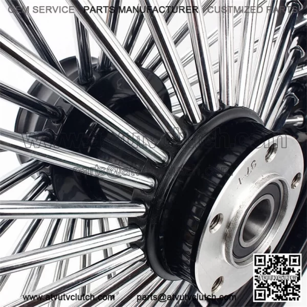 Custom Black And Chrome 16" X 3.5" Front Dual Disc Wheel for Harley - Image 5