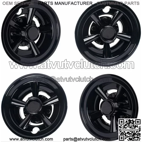 Golf Cart 8" Black Wheel Covers- EZGO, Club Car, Yamaha- Universal